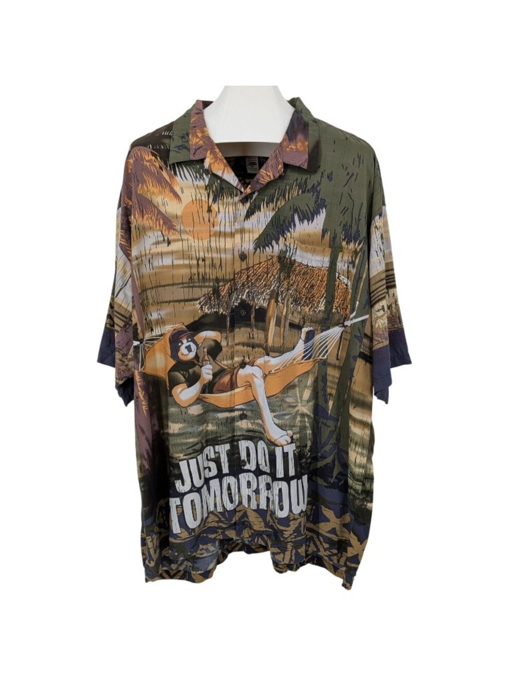 Vtg Big Dogs Graphic Button Upā Shirt Just Do It Tomorrow Y2K Streetwear Size 3X